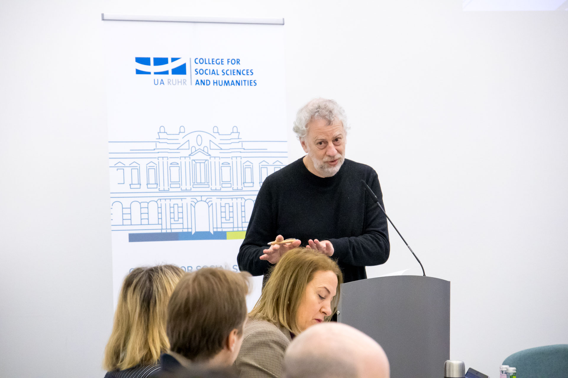 photo from the workshop 'Perpetrator Memory in Spanish culture', a speaker presenting