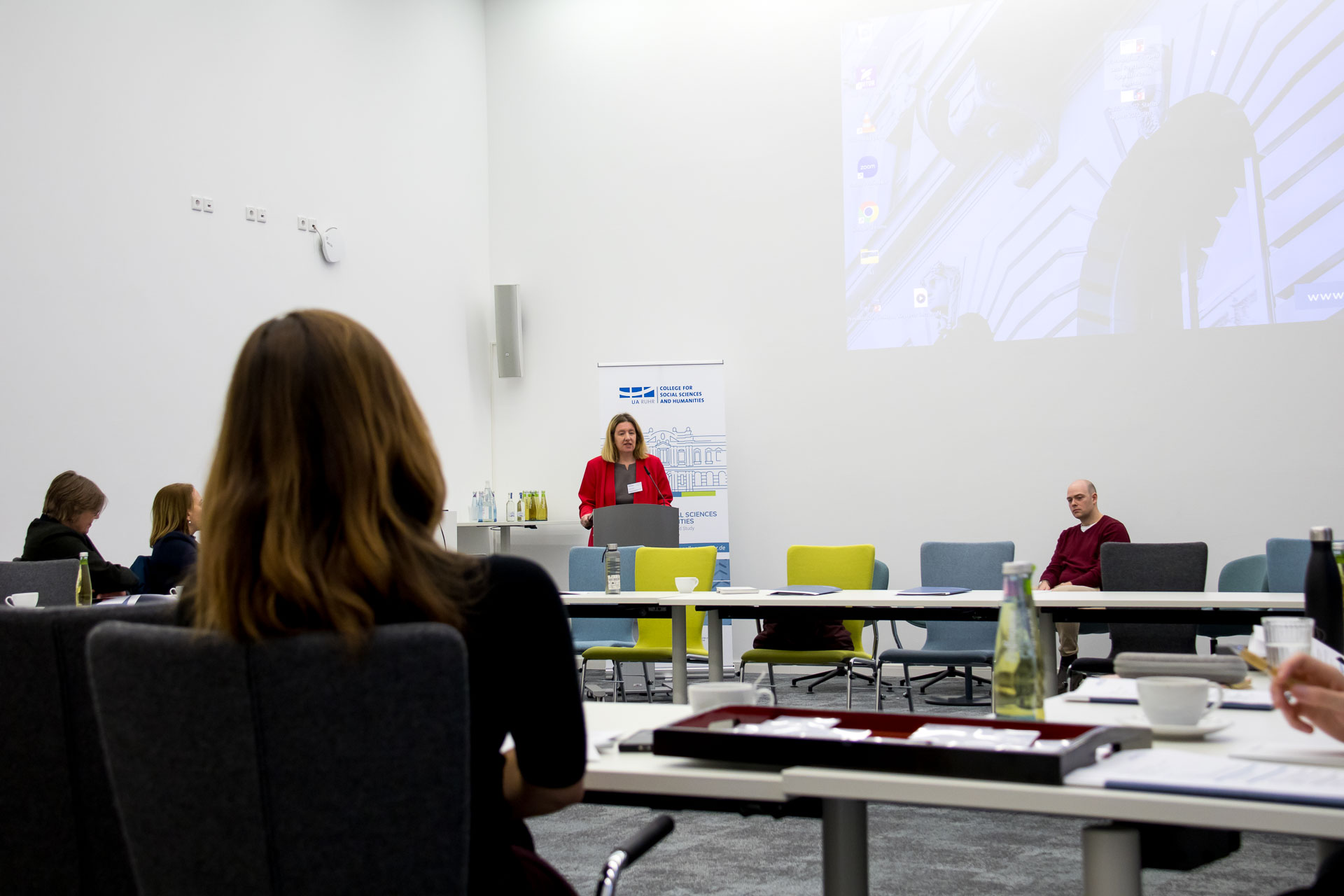 photo from the workshop 'Perpetrator Memory in Spanish culture', a speaker presenting