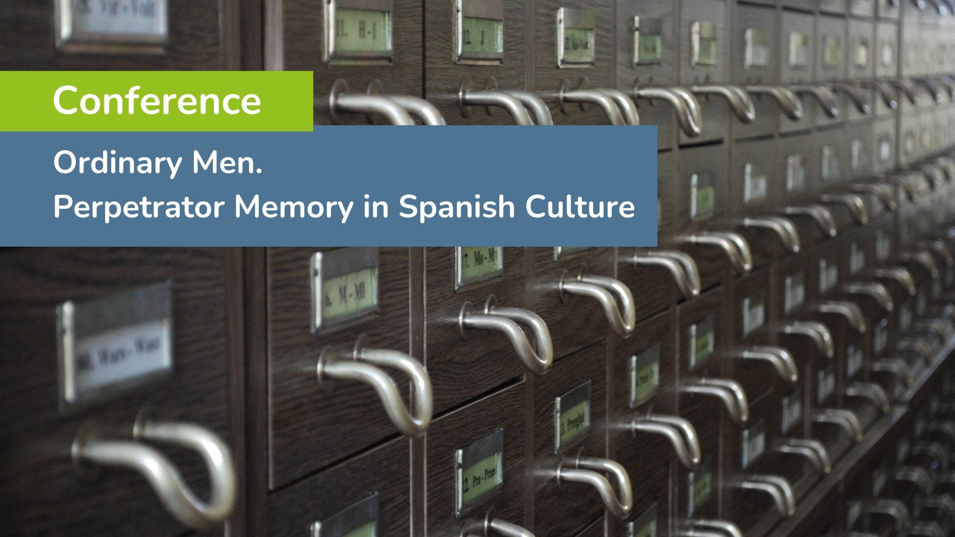 a row of wooden filing cabinets with index plates