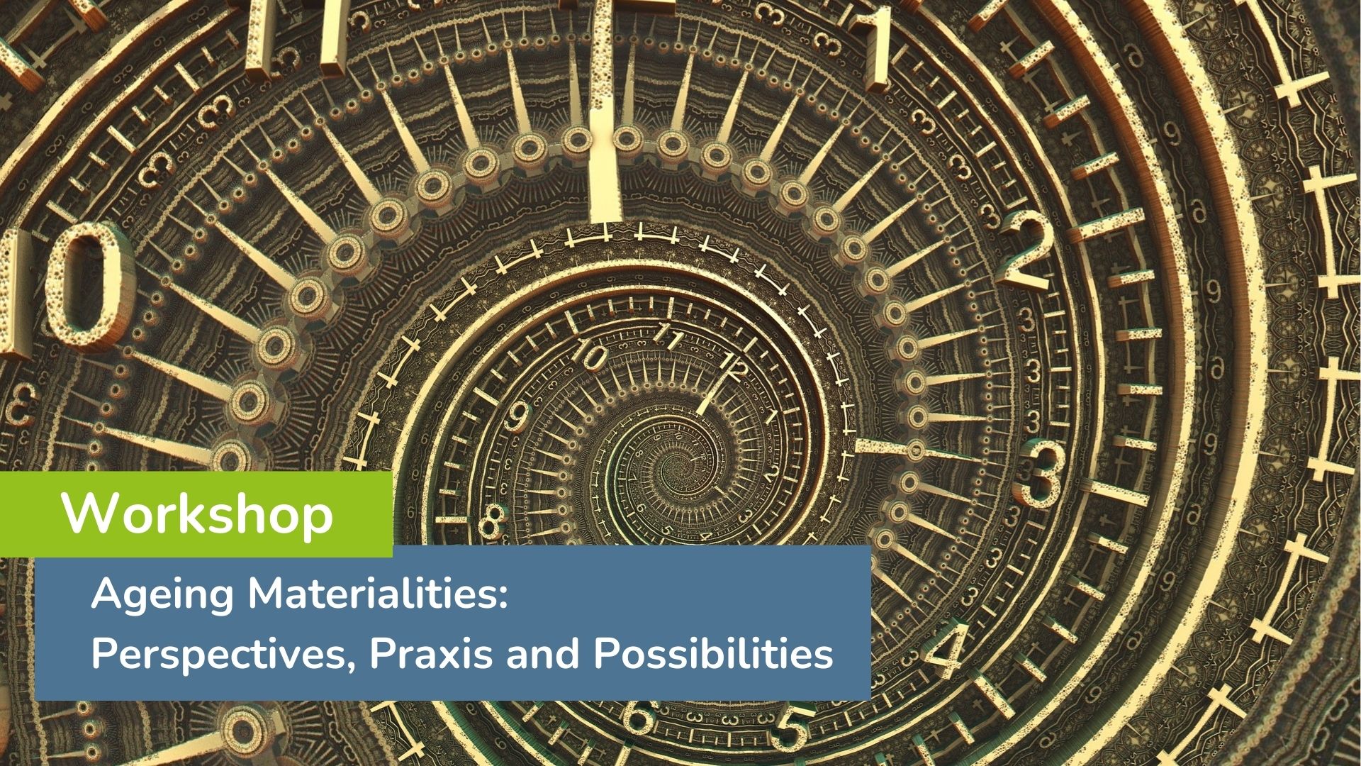 abstract illustration reminding of a "time machine", a spiral of different metal elements and numbers like on a clock