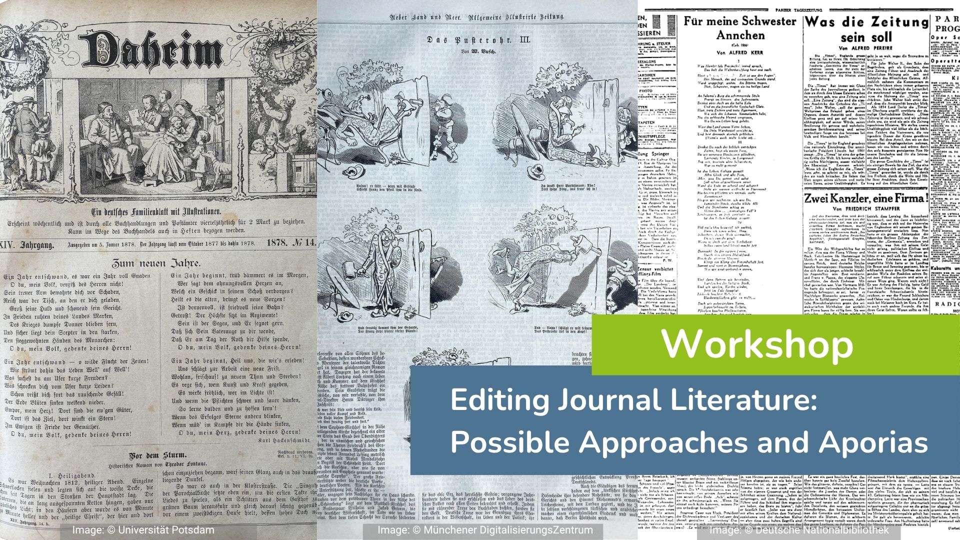 collage of three different clippings from journals published in the 19th century