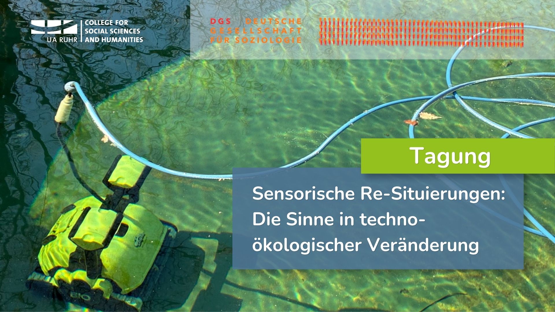 collage with a photo of an underwater robot with sensors